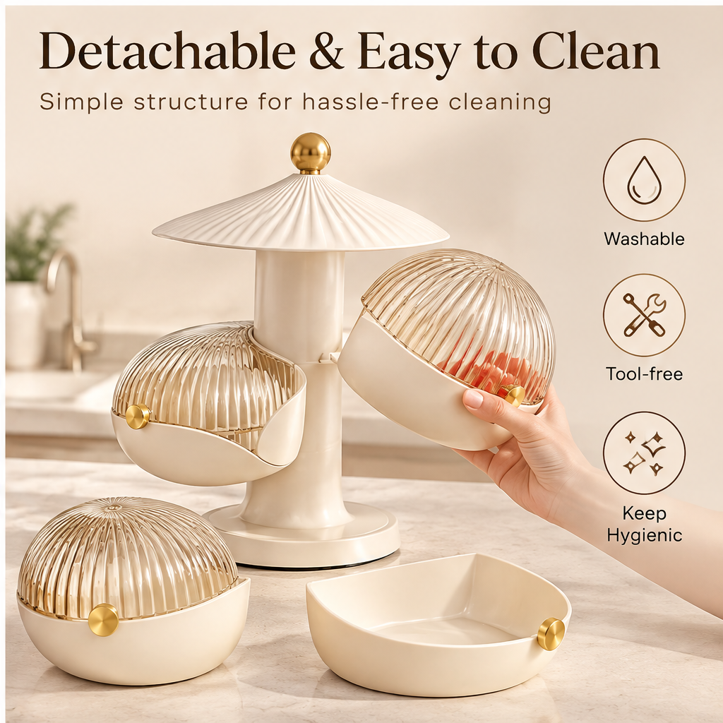 Large capacity organized storage for various kitchen ingredients including garlic, onion, tomato, lemon, and more