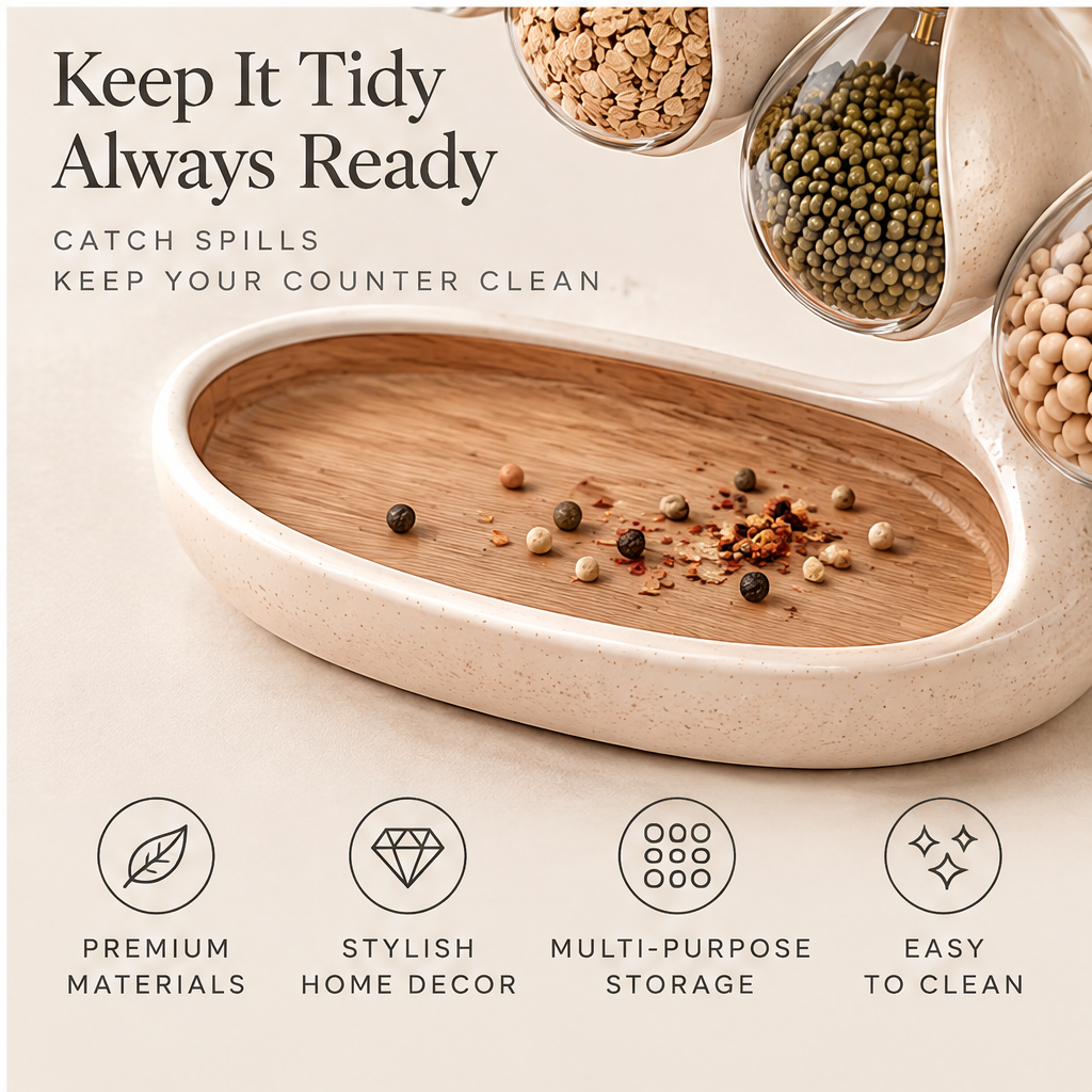 Keep it tidy, always ready — catch spills, keep your counter clean. Base tray with premium materials, stylish home decor, multi-purpose storage, easy to clean