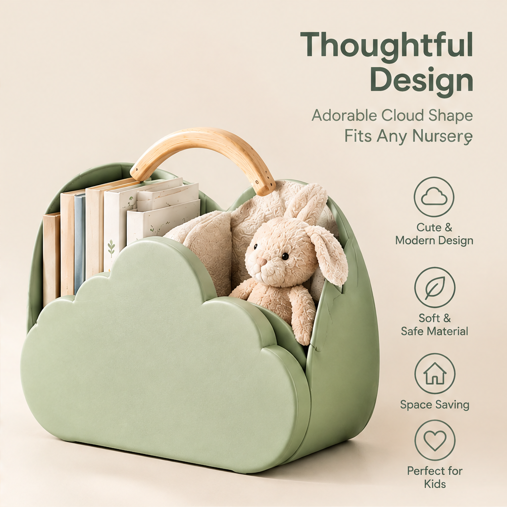 Thoughtful design — adorable cloud shape fits any nursery. Cute and modern design, soft and safe material, space saving, perfect for kids